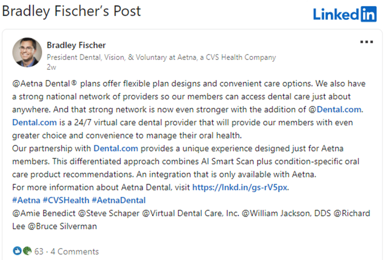 Bradley Fischer Aetna Dental.com Post