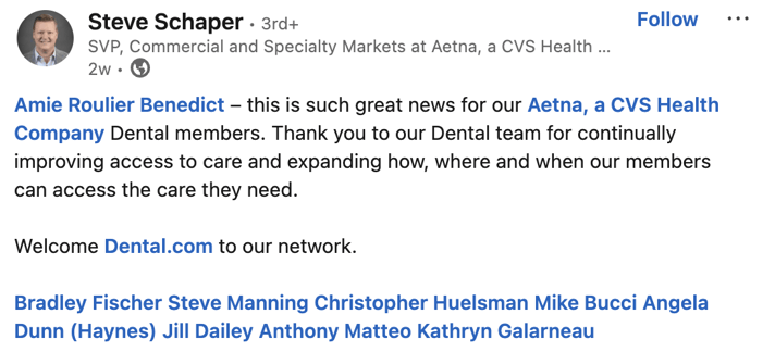 Steve Schaper Dental.com Aetna Post